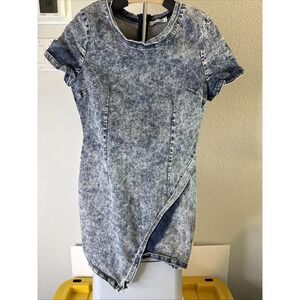 MEBON Juniors Acid-Washed Denim Dress Size L